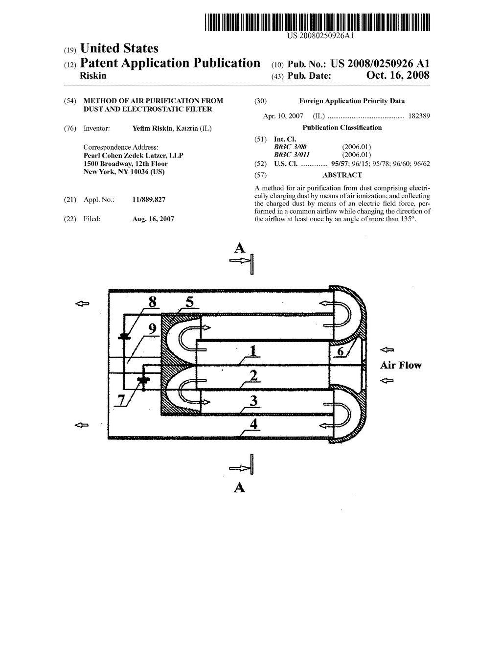 Method of air purification from dust and electrostatic filter - diagram, schematic, and image 01