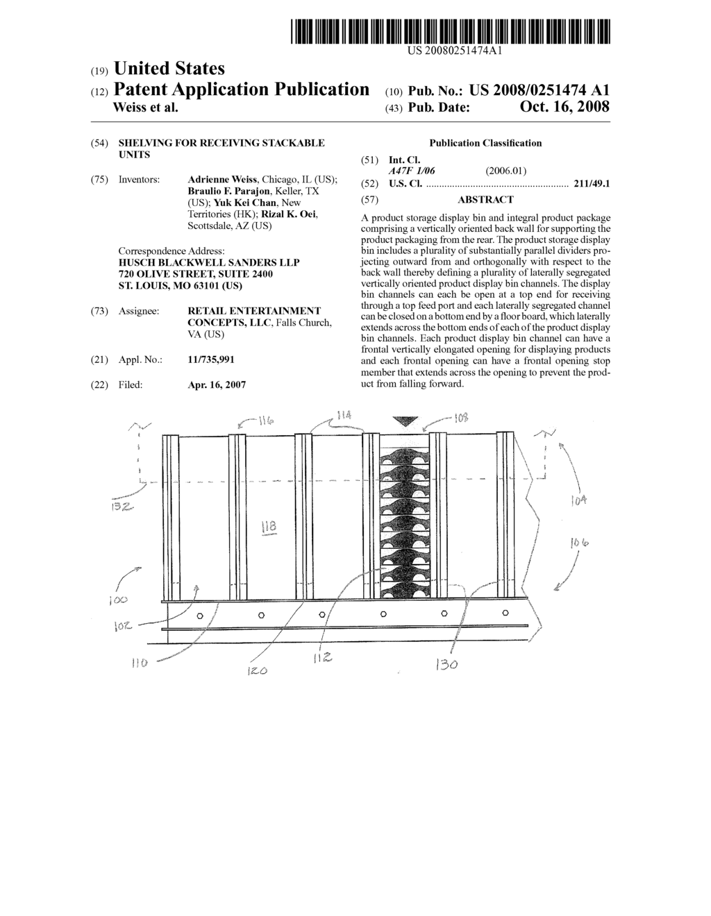 SHELVING FOR RECEIVING STACKABLE UNITS - diagram, schematic, and image 01