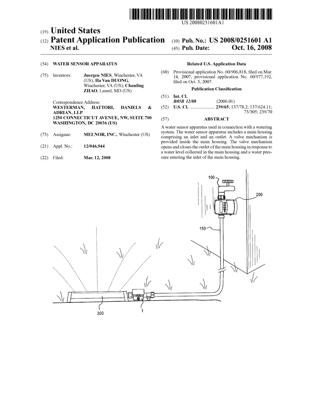 WATER SENSOR APPARATUS - diagram, schematic, and image 01