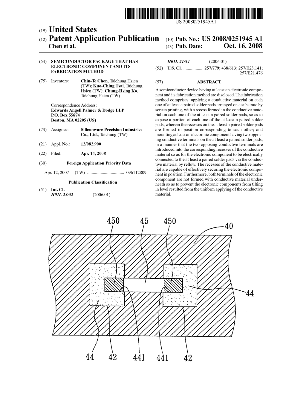 Semiconductor package that has electronic component and its fabrication method - diagram, schematic, and image 01