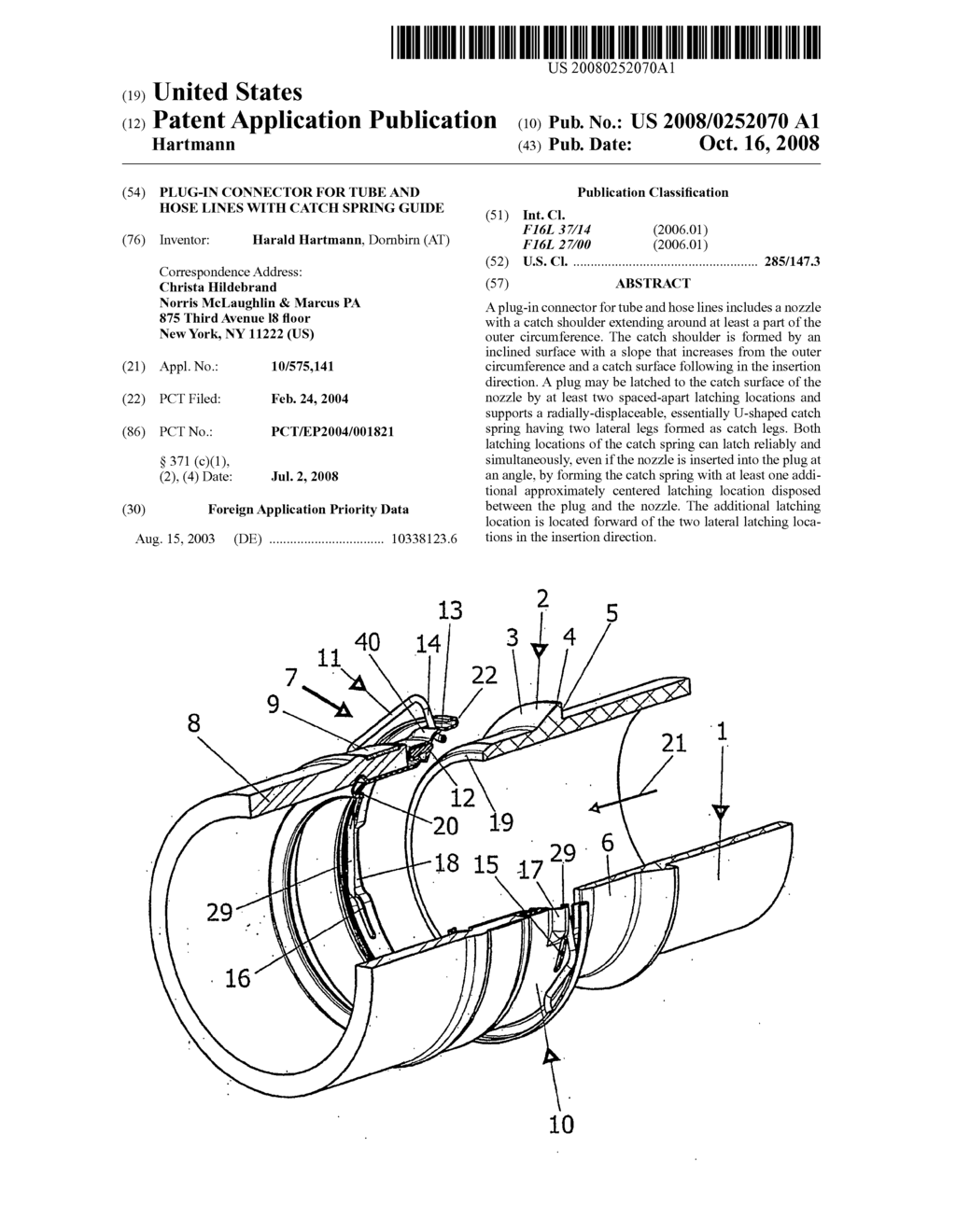 Plug-in Connector for Tube and Hose Lines with Catch Spring Guide - diagram, schematic, and image 01