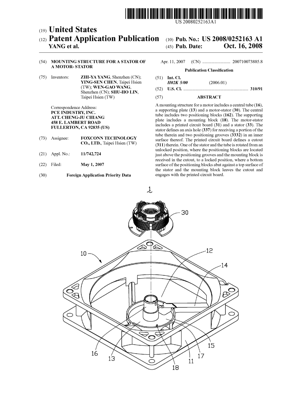 MOUNTING STRUCTURE FOR A STATOR OF A MOTOR- STATOR - diagram, schematic, and image 01