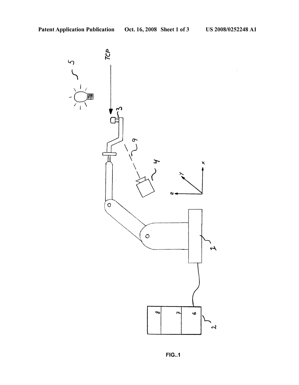 Device and Method for Calibrating the Center Point of a Tool Mounted on a Robot by Means of a Camera - diagram, schematic, and image 02