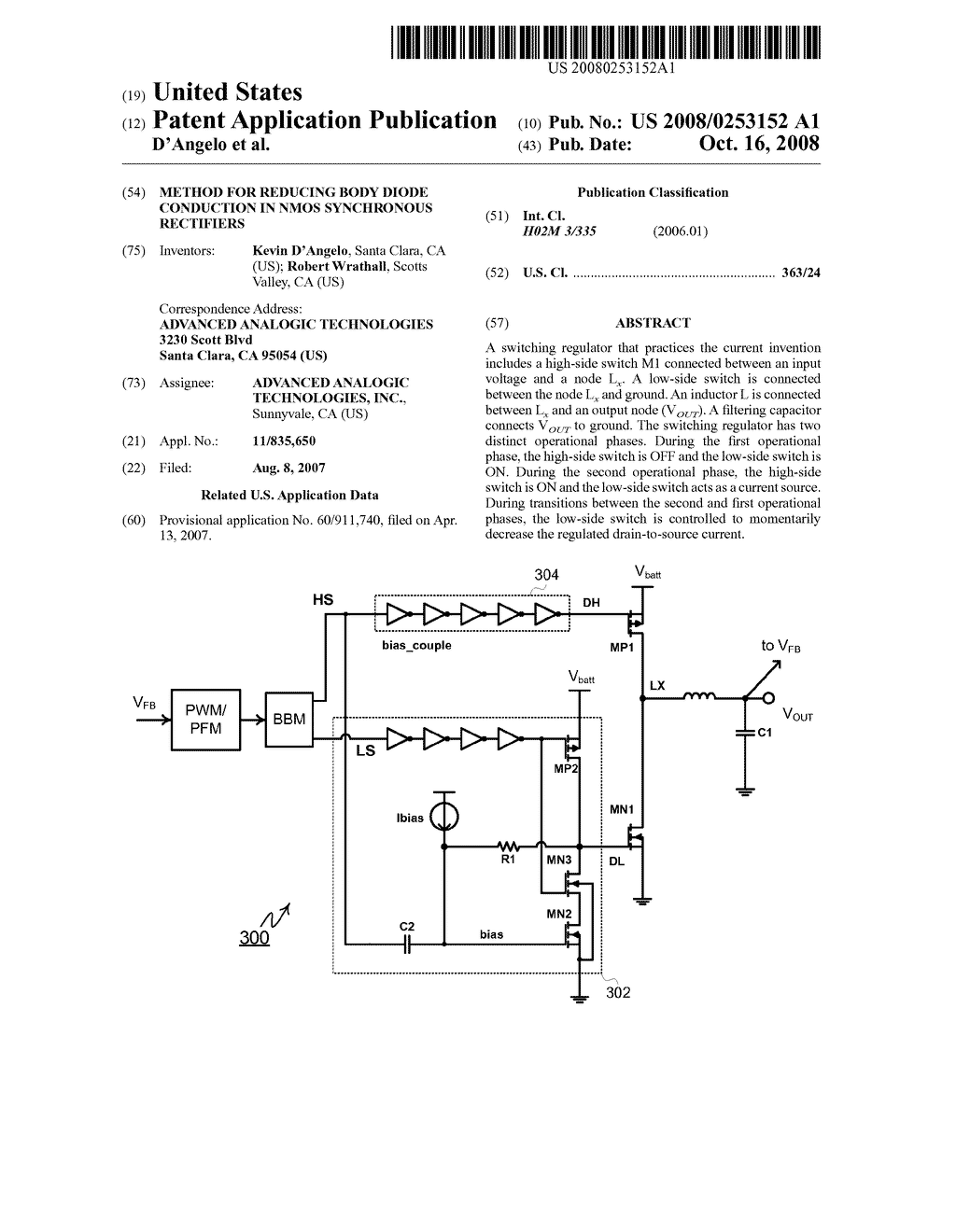 Method for Reducing Body Diode Conduction in NMOS Synchronous Rectifiers - diagram, schematic, and image 01