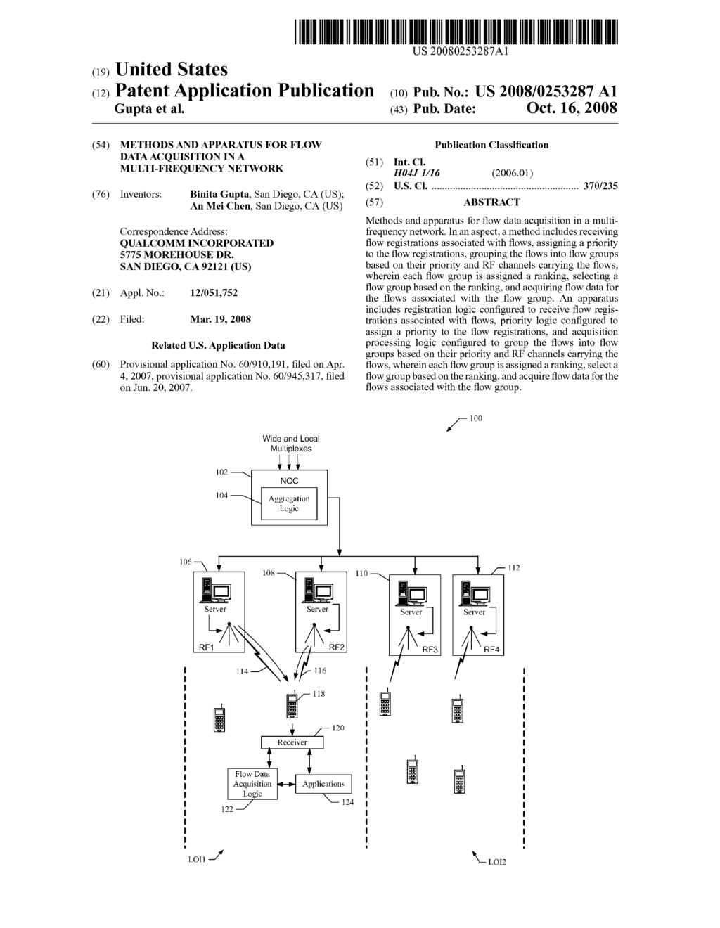 Methods and Apparatus for Flow Data Acquisition in a Multi-Frequency Network - diagram, schematic, and image 01