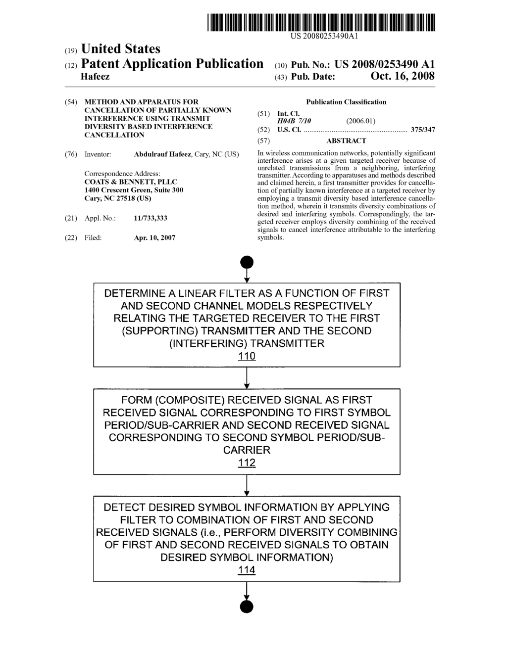 Method and Apparatus for Cancellation of Partially Known Interference Using Transmit Diversity Based Interference Cancellation - diagram, schematic, and image 01