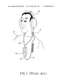 Hanging type wireless earphone for carrying digital music player diagram and image