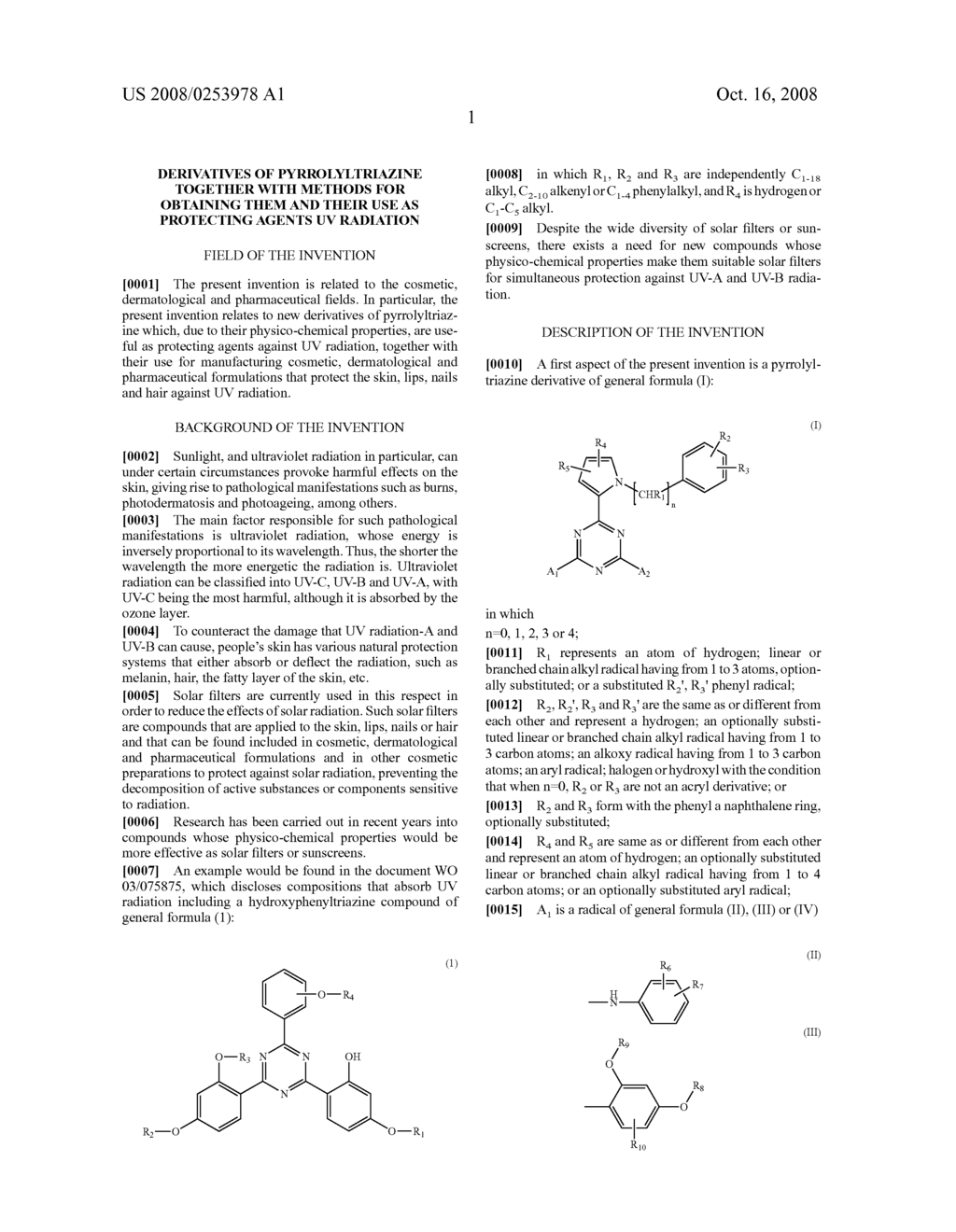 Derivatives of Pyrrolyltriazine Together with Methods for Obtaining Them and Their Use as Protecting Agents Uv Radiation - diagram, schematic, and image 02