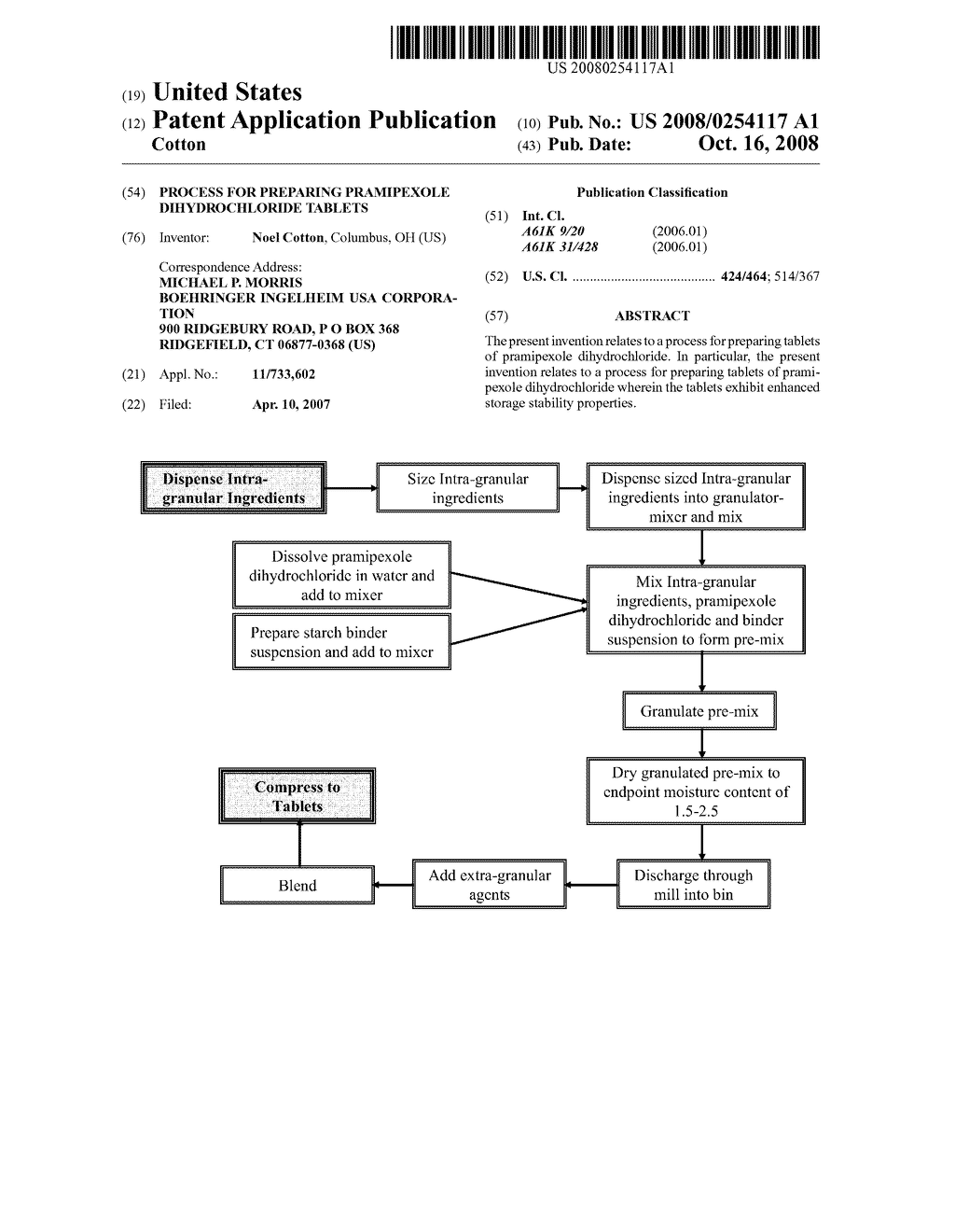 PROCESS FOR PREPARING PRAMIPEXOLE DIHYDROCHLORIDE TABLETS - diagram, schematic, and image 01