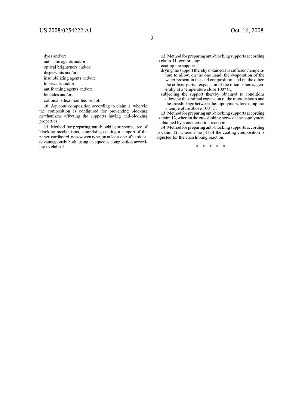 Aqueous Composition for Making Coating Solutions for Producing Supports Endowed with Anti-Blocking Properties, Method for Making Such Supports and Resulting Supports - diagram, schematic, and image 10