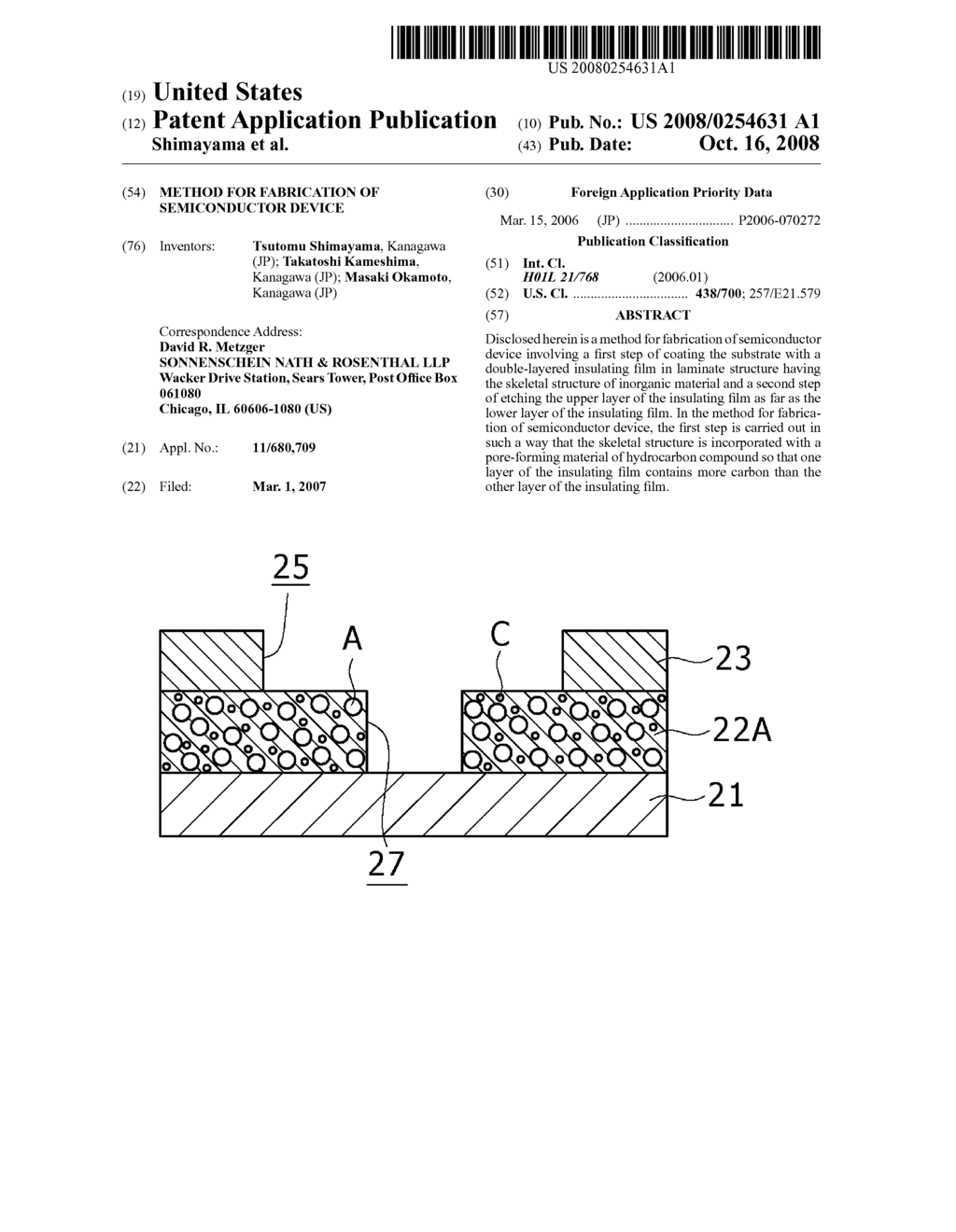 METHOD FOR FABRICATION OF SEMICONDUCTOR DEVICE - diagram, schematic, and image 01