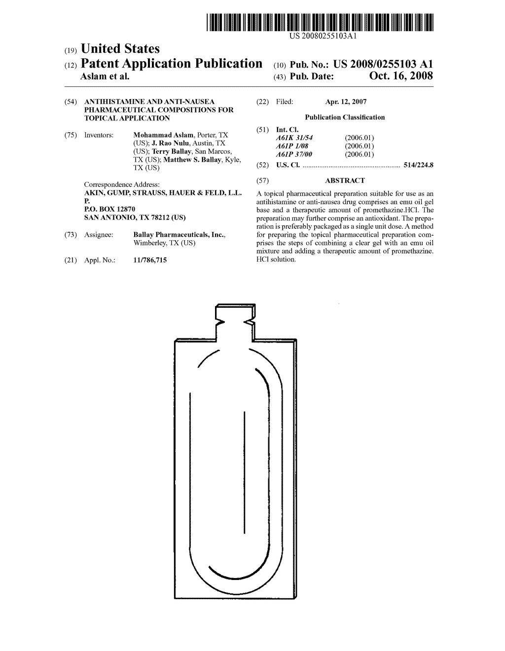 Antihistamine and anti-nausea pharmaceutical compositions for topical application - diagram, schematic, and image 01