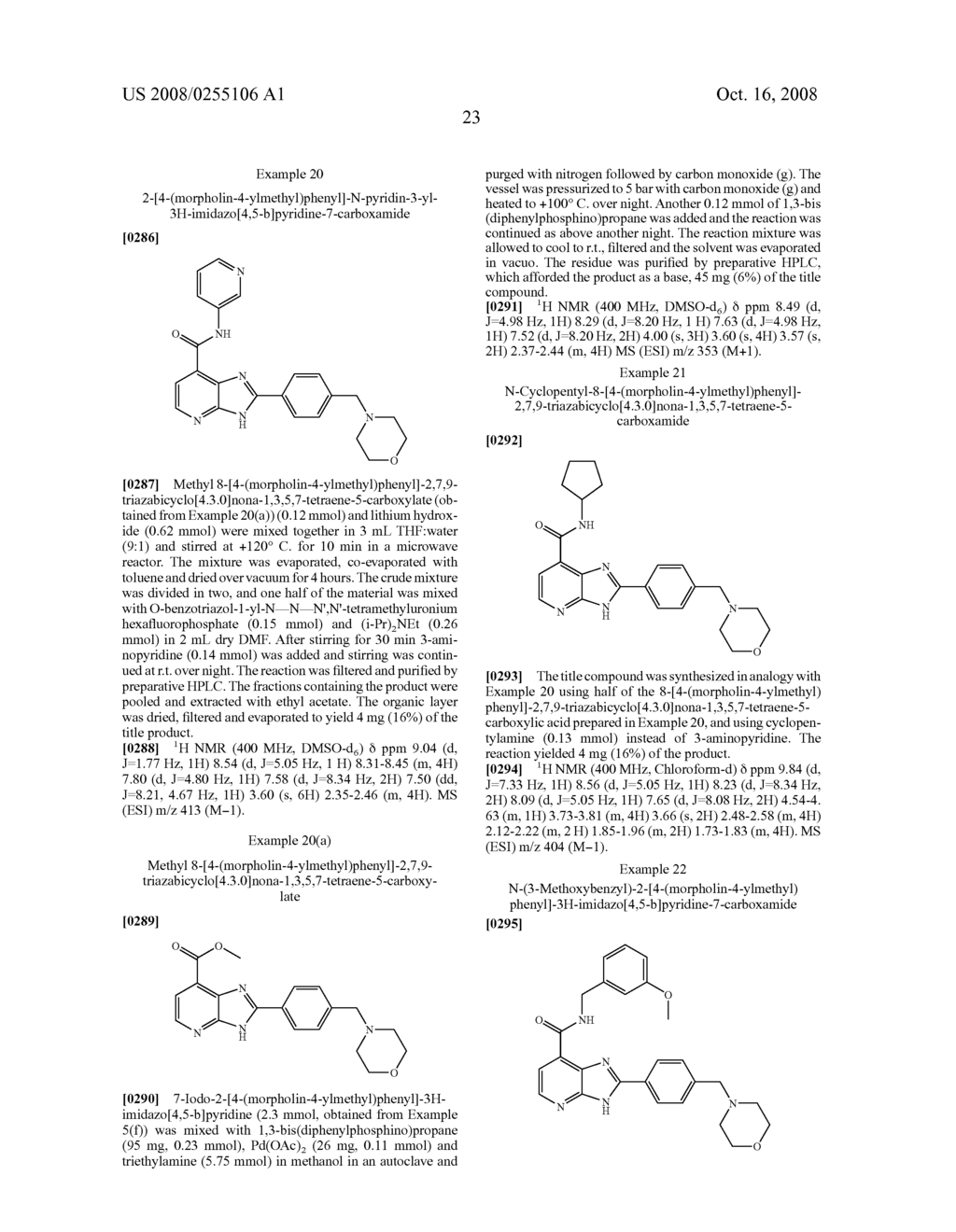 Novel 2-Phenyl-Imidazo[4,5-B]Pyridine Derivatives as Inhibitors of Glycogen Synthase Kinase for the Treatment of Dementia and Neurodegenerative Disorders - diagram, schematic, and image 24