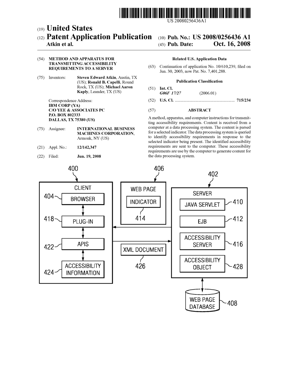 Method and Apparatus for Transmitting Accessibility Requirements to a Server - diagram, schematic, and image 01