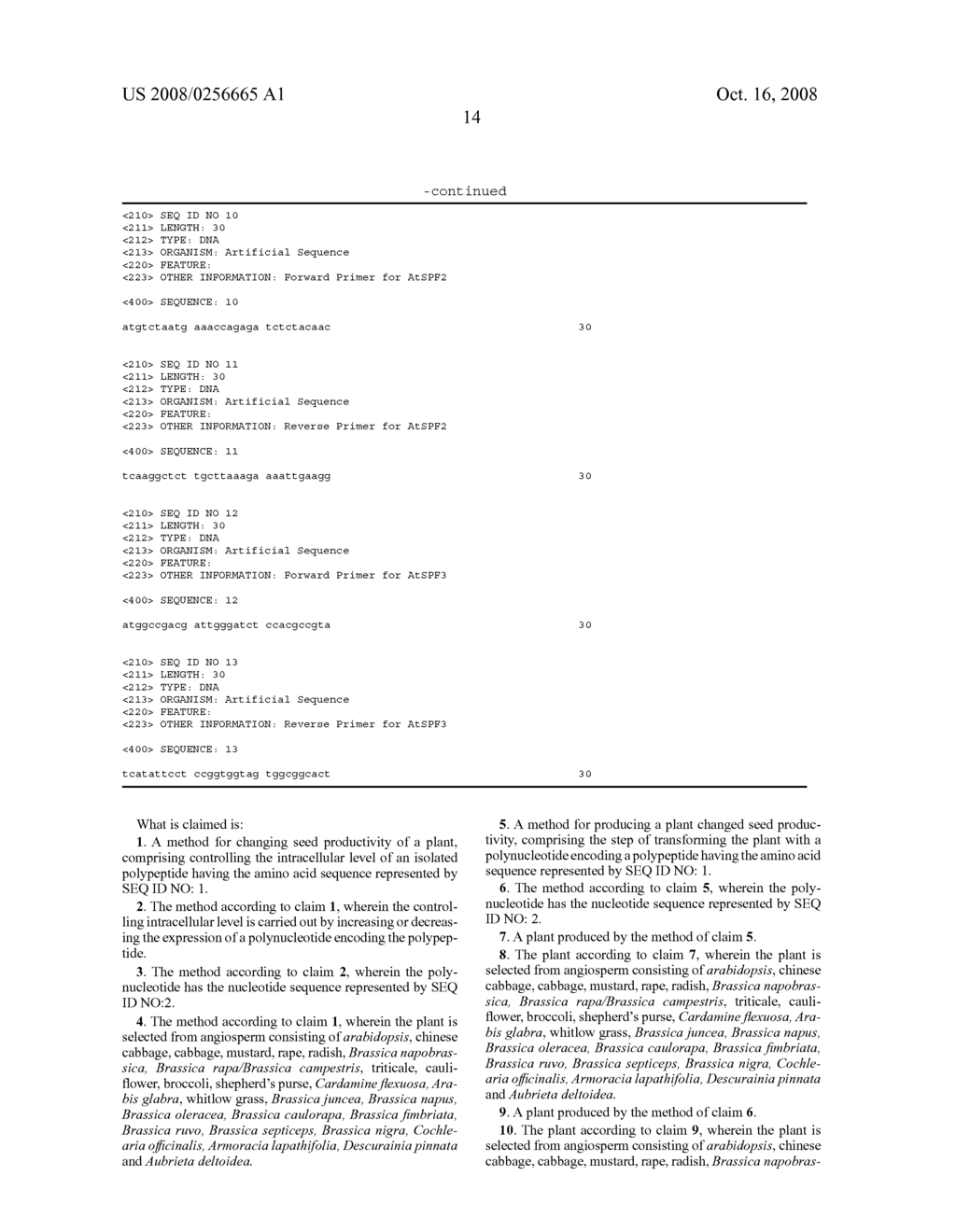 Method for changing seed productivity of plant by controlling the level of AtSPF3 in plant - diagram, schematic, and image 30