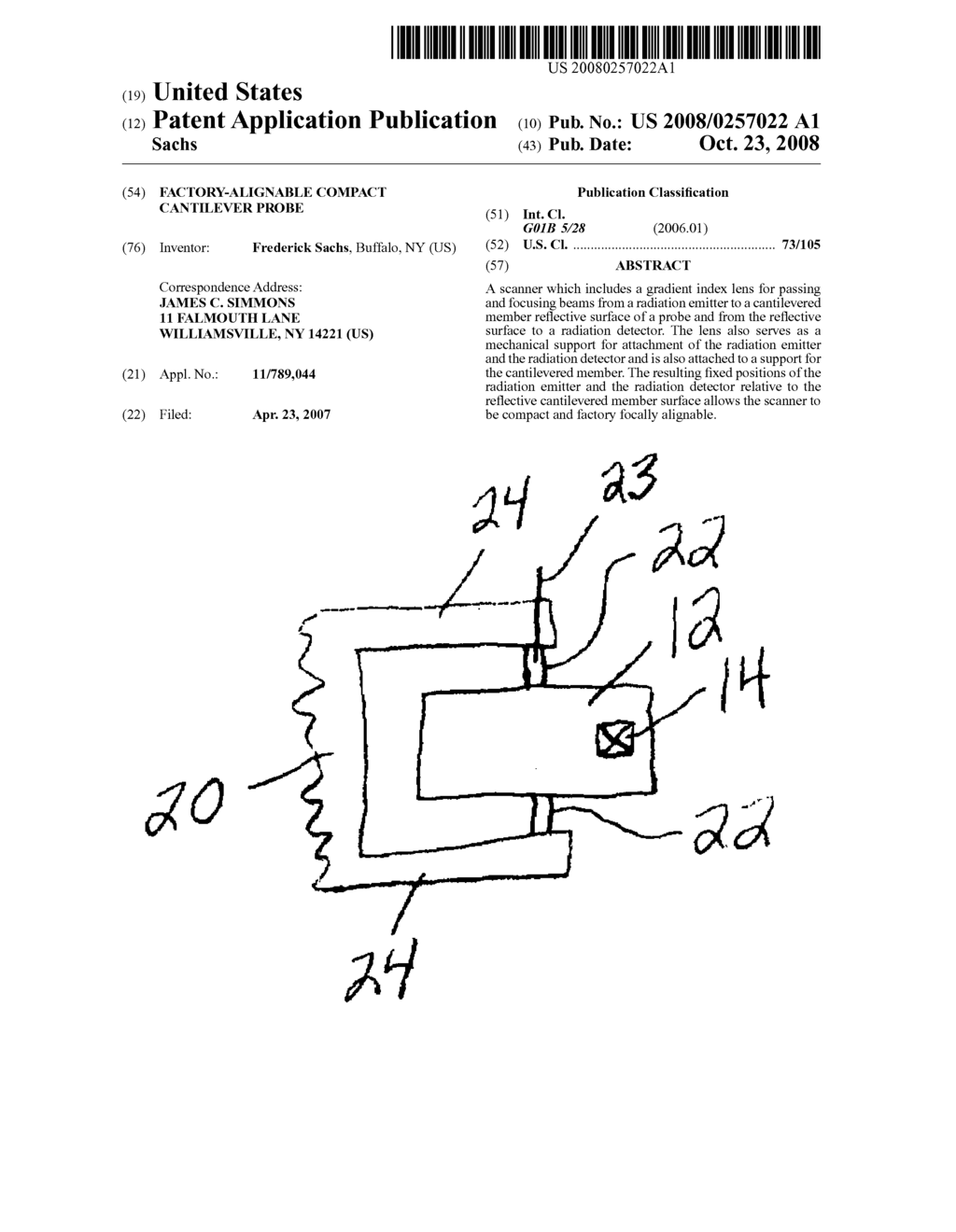 Factory-alignable compact cantilever probe - diagram, schematic, and image 01