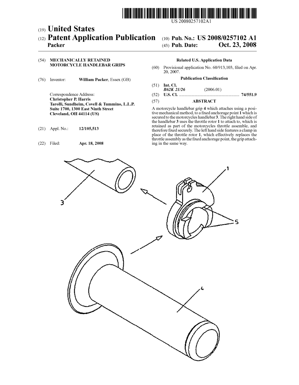 MECHANICALLY RETAINED MOTORCYCLE HANDLEBAR GRIPS - diagram, schematic, and image 01