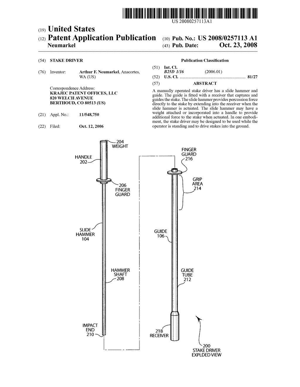 Stake driver - diagram, schematic, and image 01