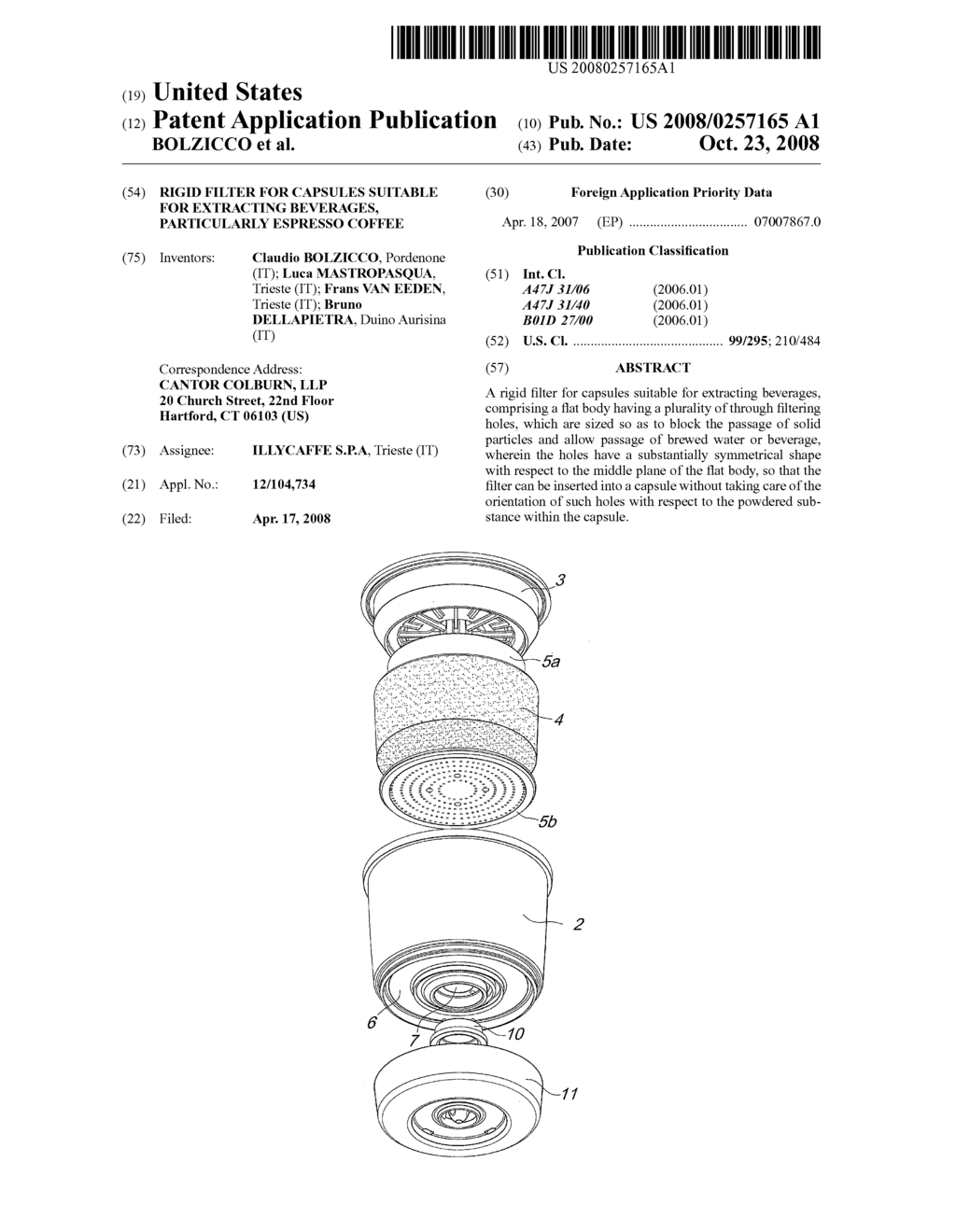 RIGID FILTER FOR CAPSULES SUITABLE FOR EXTRACTING BEVERAGES, PARTICULARLY ESPRESSO COFFEE - diagram, schematic, and image 01