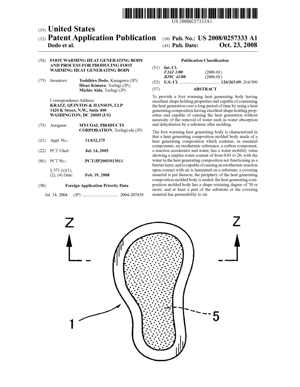 Foot Warming Heat Generating Body and Process for Producing Foot Warming Heat Generating Body - diagram, schematic, and image 01