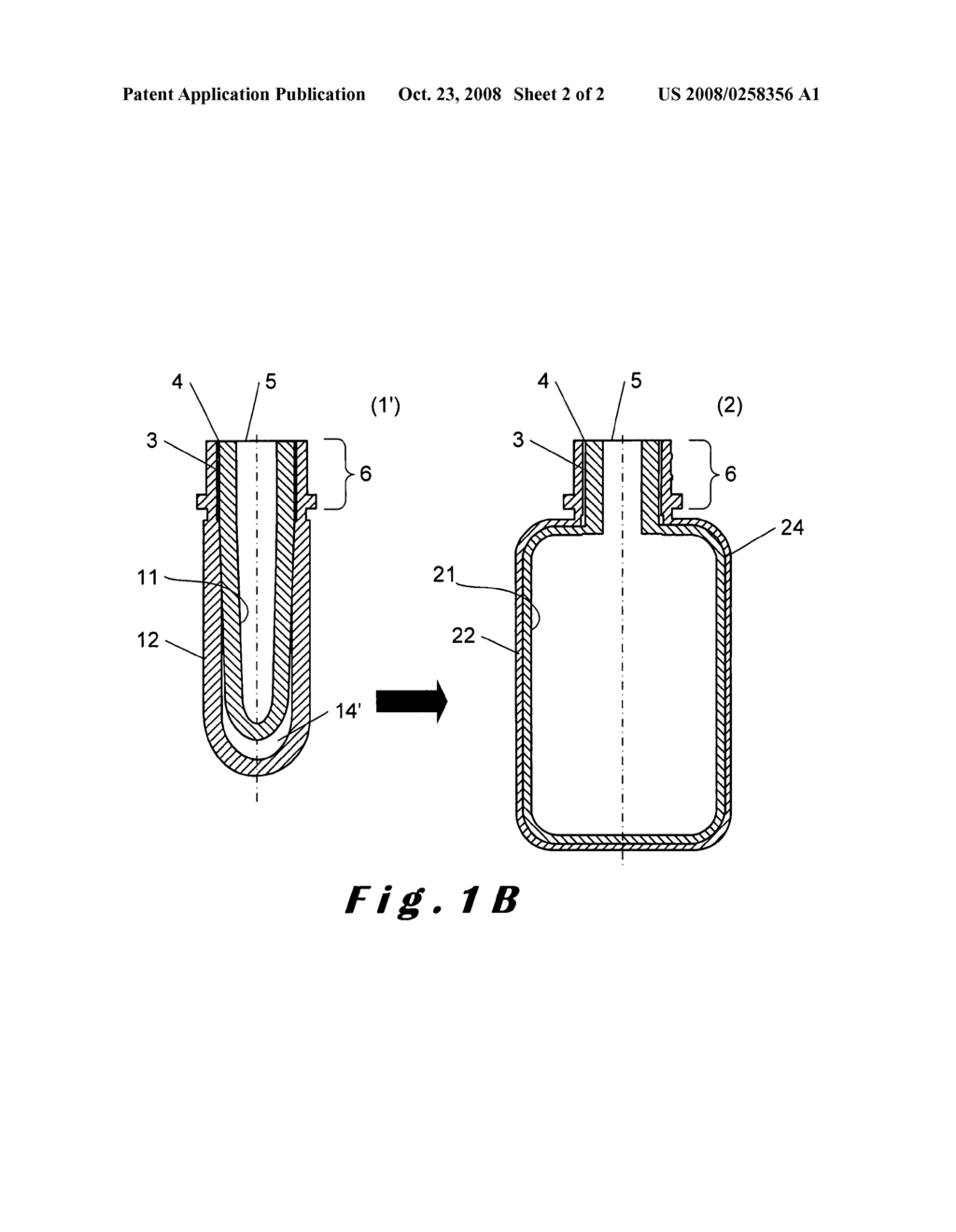 Integrally blow-moulded bag-in-container comprising an inner layer and an outer layer comprising energy absorbing additives, and preform for making it - diagram, schematic, and image 03