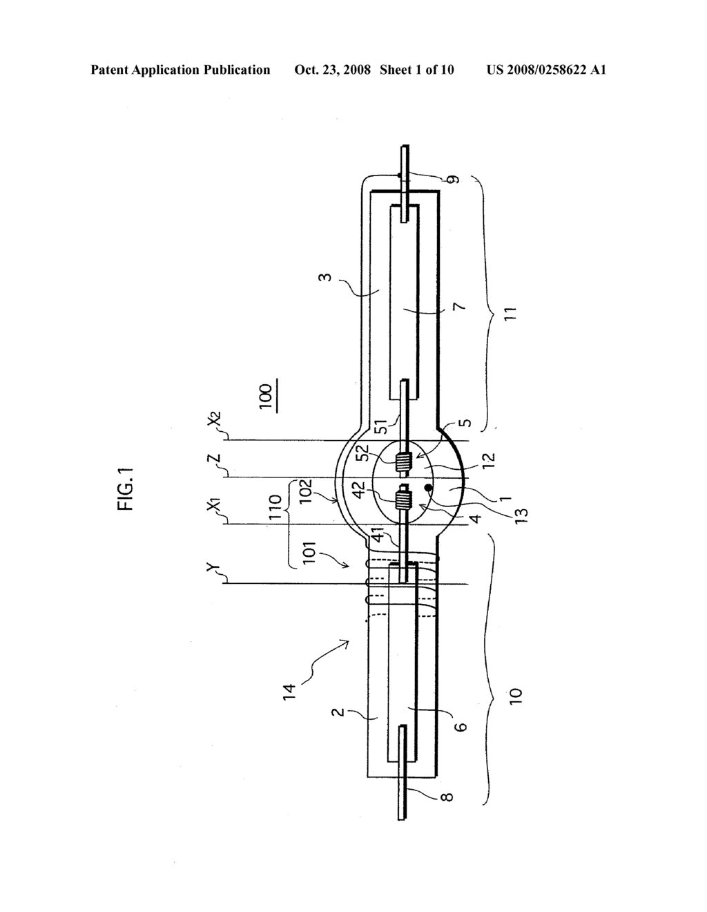 HIGH-PRESSURE DISCHARGE LAMP, LIGHTING METHOD AND LIGHTING DEVICE FOR HIGH-PRESSURE DISCHARGE LAMP, HIGH-PRESSURE DISCHARGE LAMP DEVICE, AND LAMP UNIT, IMAGE DISPLAY DEVICE AND HEADLIGHT DEVICE - diagram, schematic, and image 02