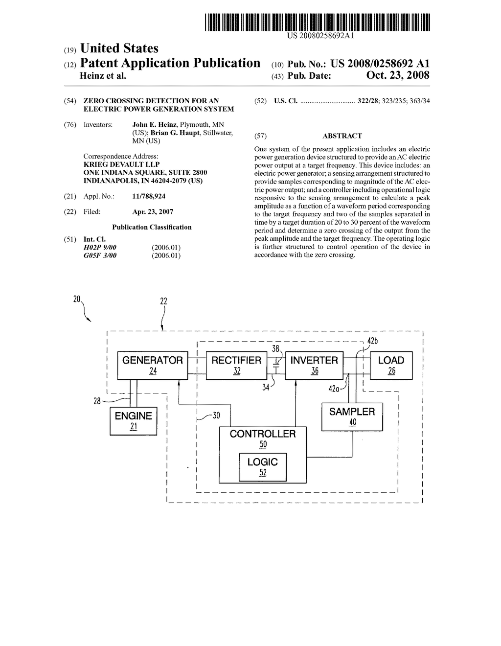 Zero crossing detection for an electric power generation system - diagram, schematic, and image 01