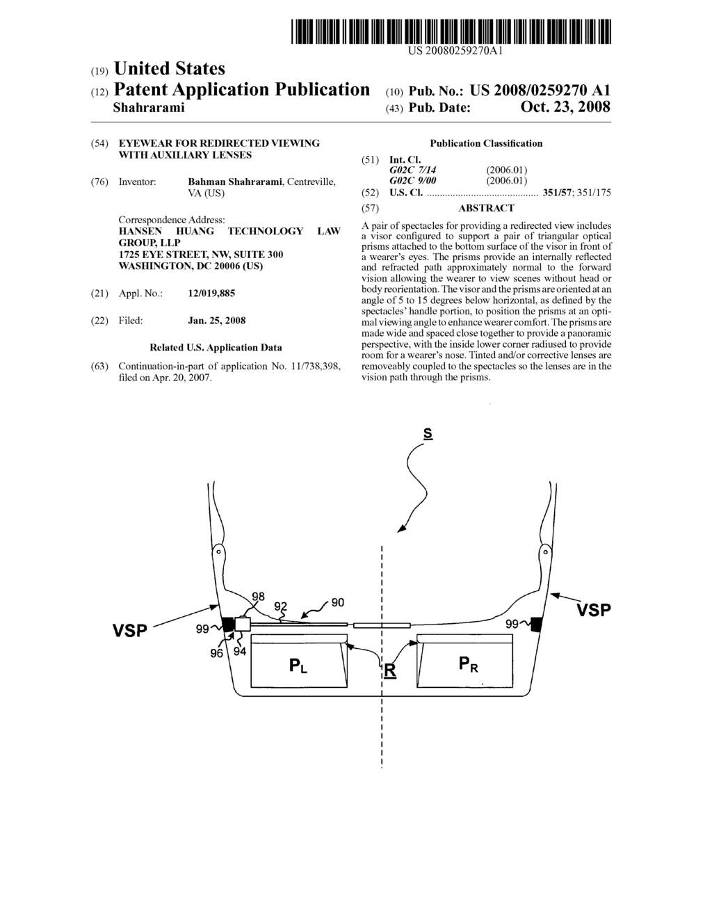 Eyewear for Redirected Viewing With Auxiliary Lenses - diagram, schematic, and image 01