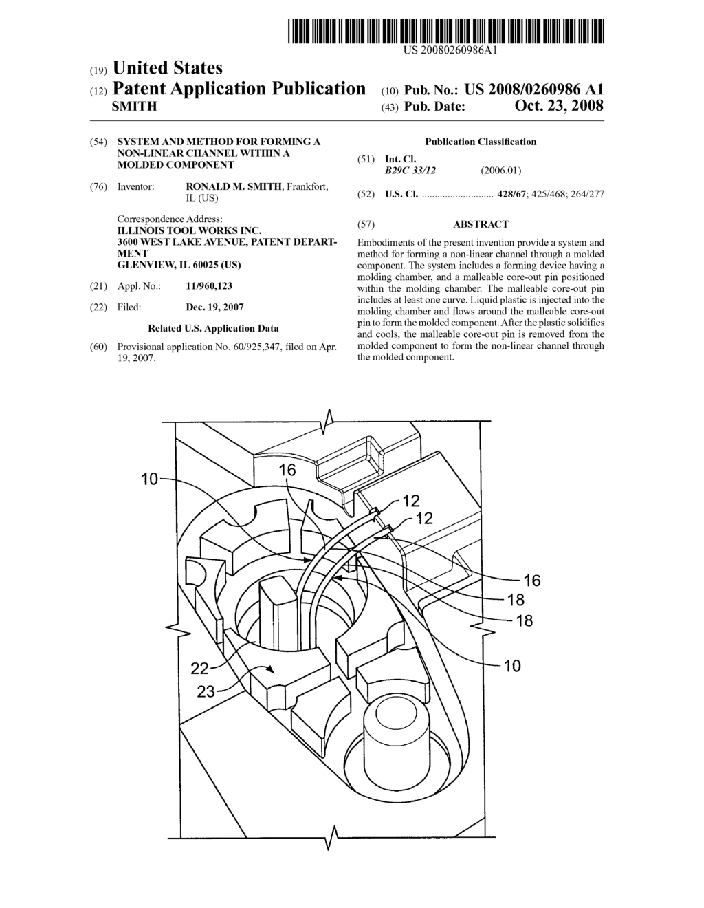 SYSTEM AND METHOD FOR FORMING A NON-LINEAR CHANNEL WITHIN A MOLDED COMPONENT - diagram, schematic, and image 01