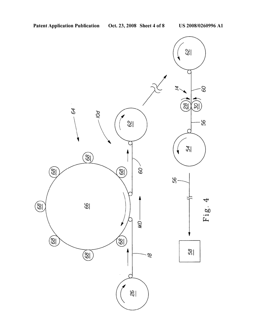 Apparatus and process for producing a web substrate having indicia disposed thereon and elastic-like behavior imparted thereto - diagram, schematic, and image 05