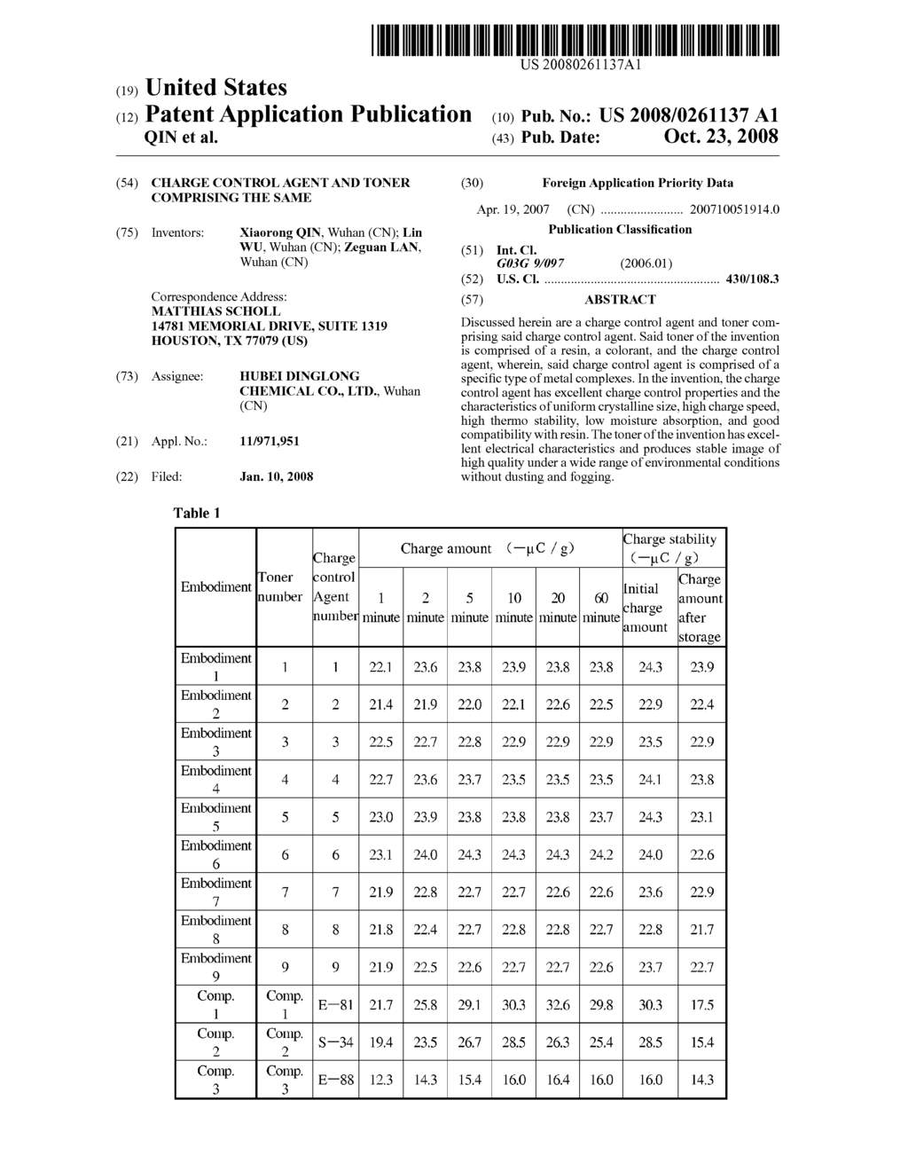 CHARGE CONTROL AGENT AND TONER COMPRISING THE SAME - diagram, schematic, and image 01