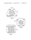 GOLF BALL DIMPLES WITH SPIRAL DEPRESSIONS diagram and image