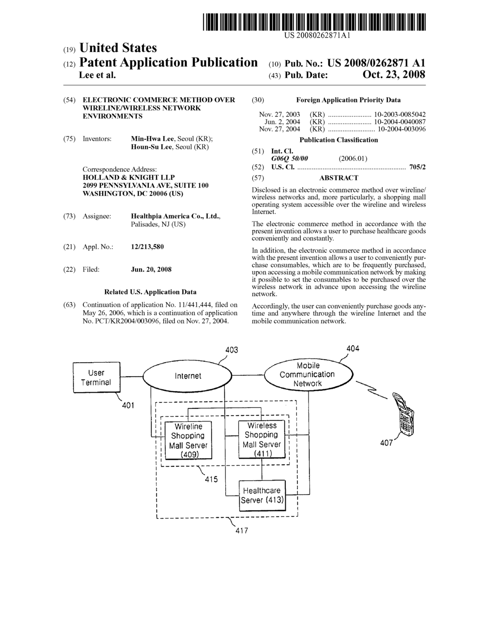 Electronic commerce method over wireline/wireless network environments - diagram, schematic, and image 01