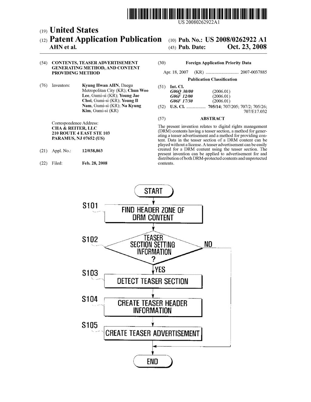 CONTENTS, TEASER ADVERTISEMENT GENERATING METHOD, AND CONTENT PROVIDING METHOD - diagram, schematic, and image 01