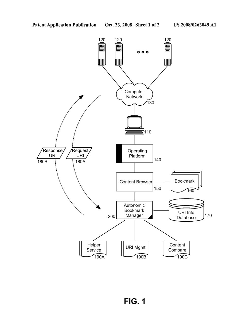 AUTONOMIC MANAGEMENT OF UNIFORM RESOURCE IDENTIFIERS IN UNIFORM RESOURCE IDENTIFIER BOOKMARK LISTS - diagram, schematic, and image 02