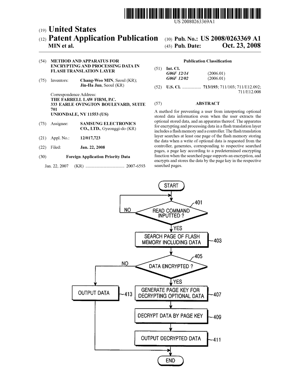 METHOD AND APPARATUS FOR ENCRYPTING AND PROCESSING DATA IN FLASH TRANSLATION LAYER - diagram, schematic, and image 01