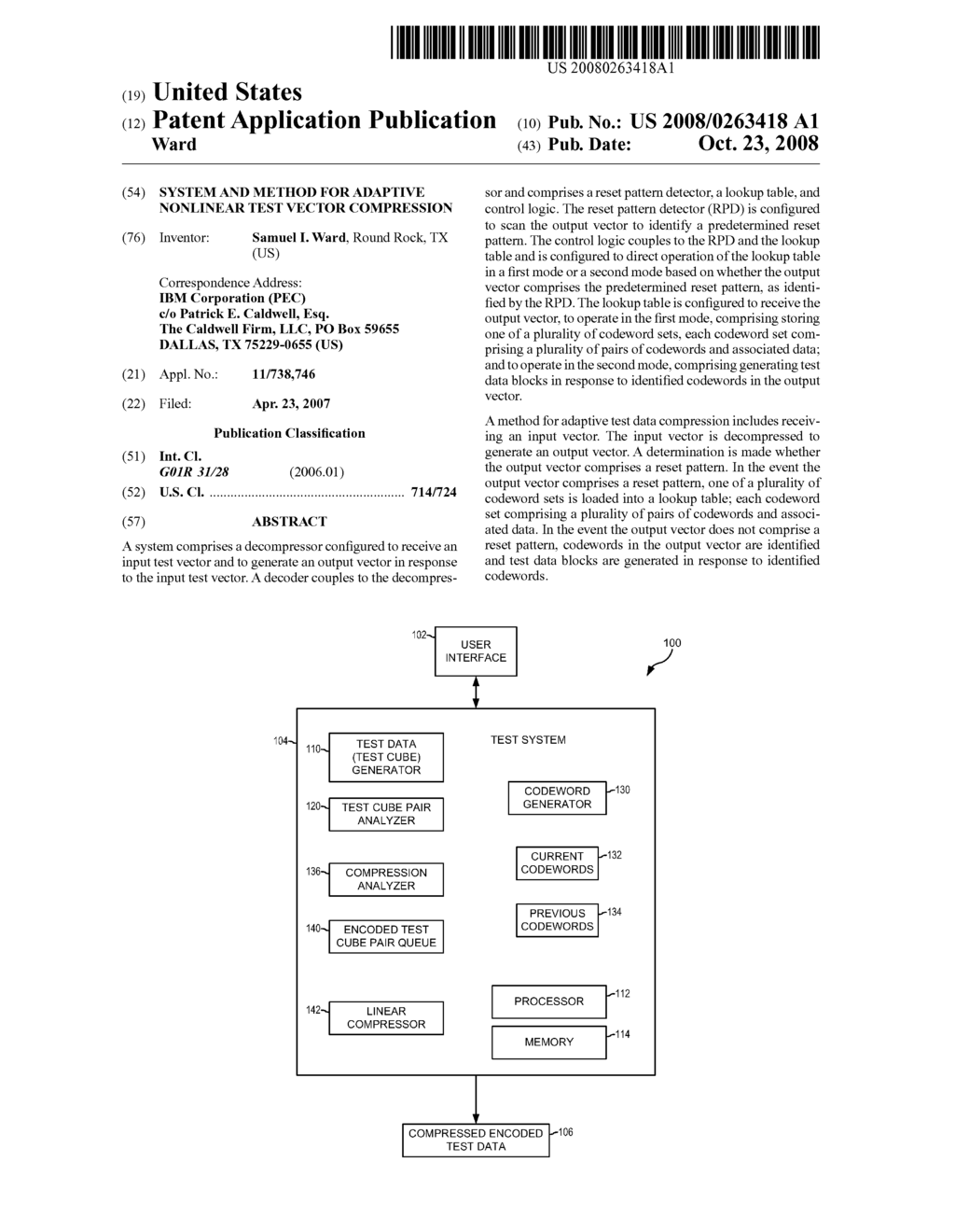 System and Method for Adaptive Nonlinear Test Vector Compression - diagram, schematic, and image 01