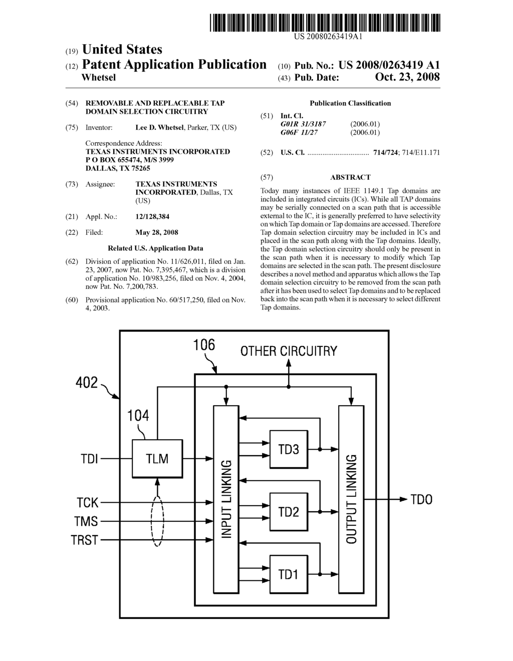 REMOVABLE AND REPLACEABLE TAP DOMAIN SELECTION CIRCUITRY - diagram, schematic, and image 01