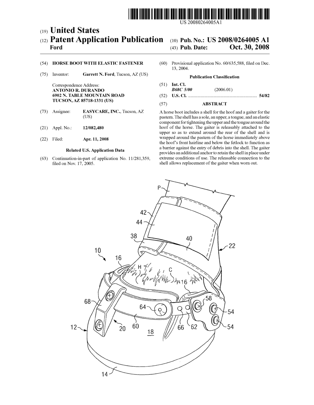 Horse boot with elastic fastener - diagram, schematic, and image 01