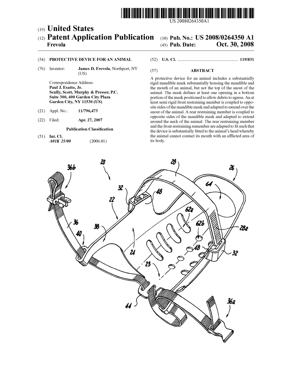 Protective device for an animal - diagram, schematic, and image 01