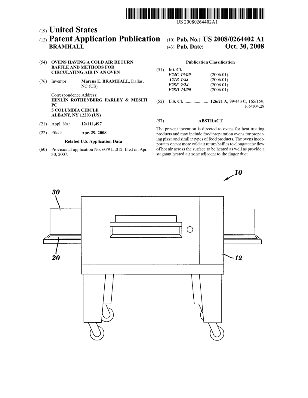 OVENS HAVING A COLD AIR RETURN BAFFLE AND METHODS FOR CIRCULATING AIR IN AN OVEN - diagram, schematic, and image 01