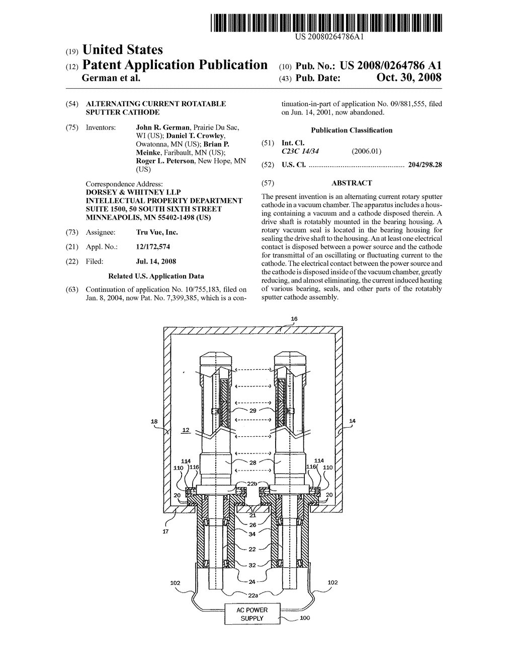 ALTERNATING CURRENT ROTATABLE SPUTTER CATHODE - diagram, schematic, and image 01