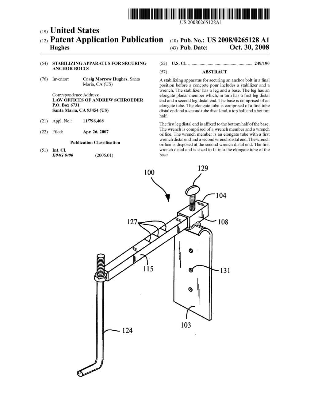 Stabilizing apparatus for securing anchor bolts - diagram, schematic, and image 01