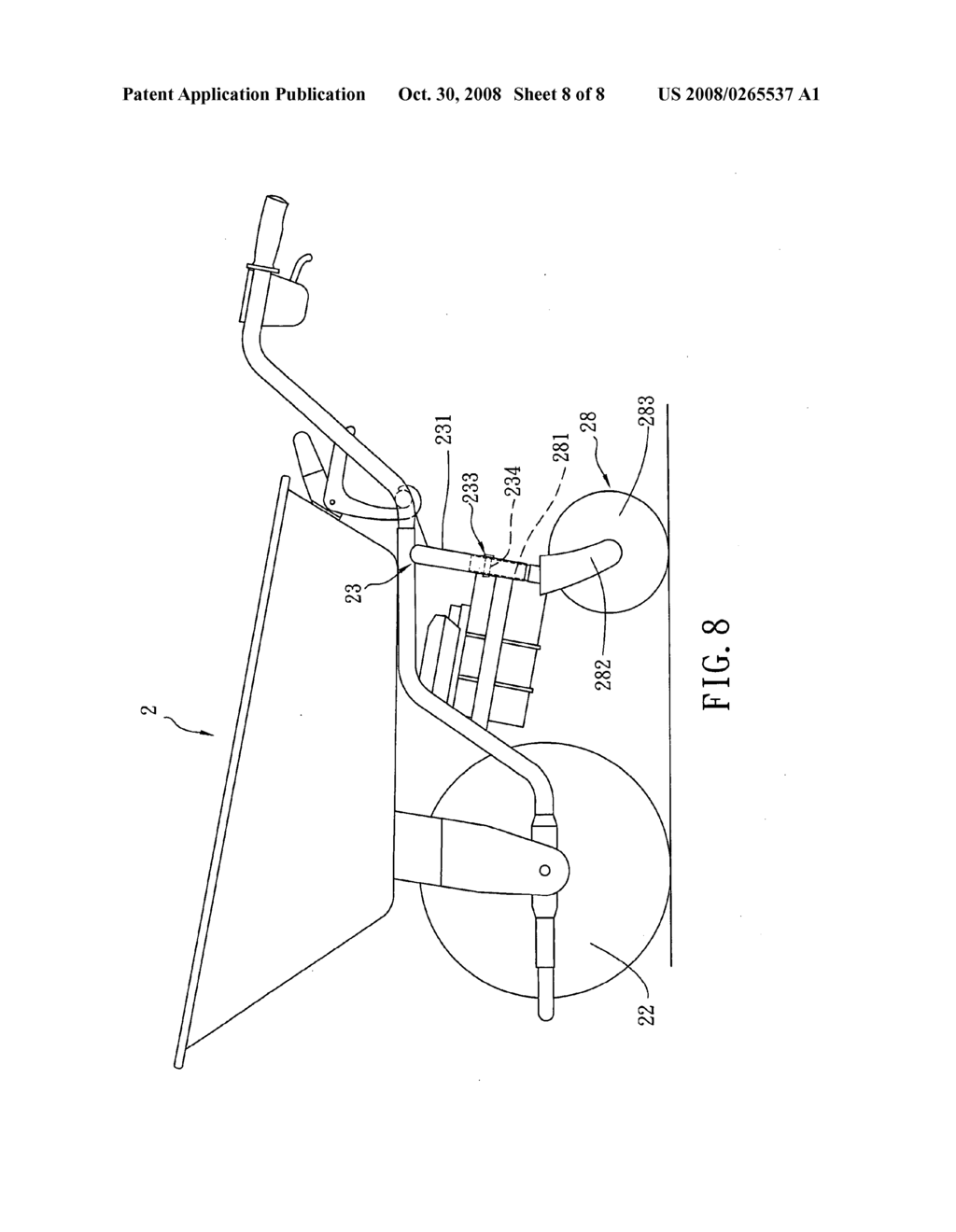 Wheelbarrow with tiltable container - diagram, schematic, and image 09