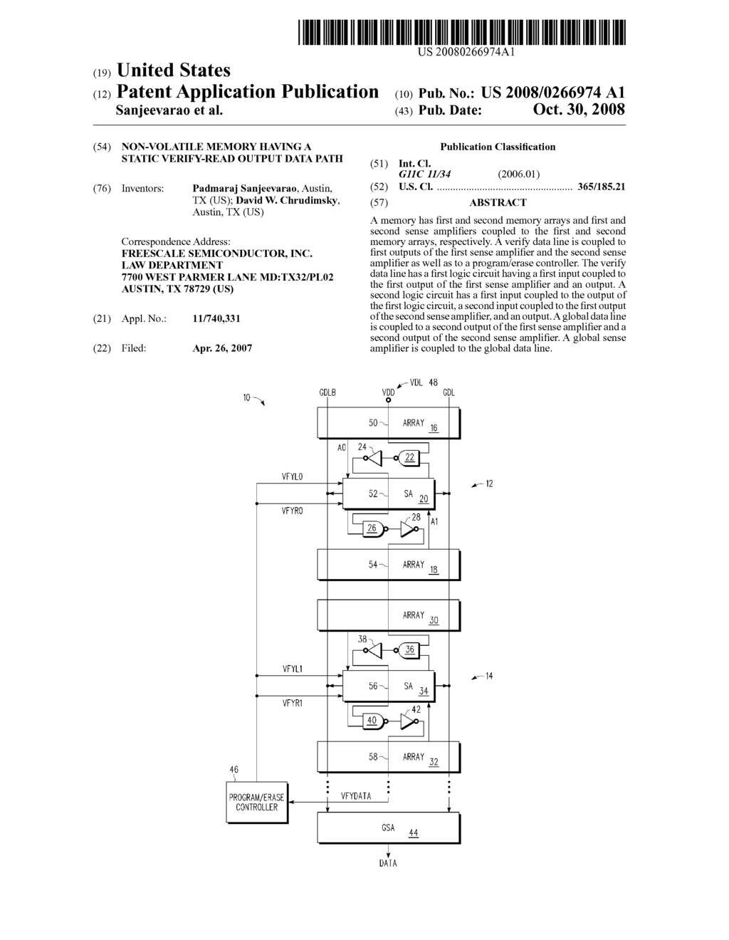 NON-VOLATILE MEMORY HAVING A STATIC VERIFY-READ OUTPUT DATA PATH - diagram, schematic, and image 01