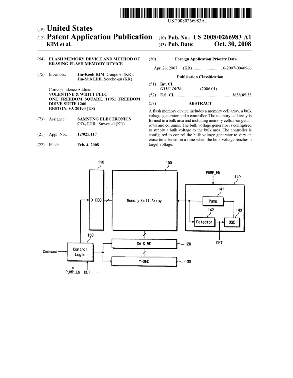 FLASH MEMORY DEVICE AND METHOD OF ERASING FLASH MEMORY DEVICE - diagram, schematic, and image 01