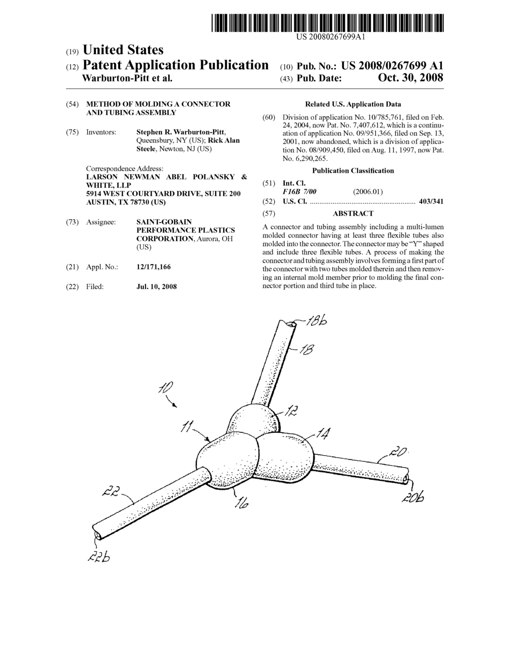 METHOD OF MOLDING A CONNECTOR AND TUBING ASSEMBLY - diagram, schematic, and image 01