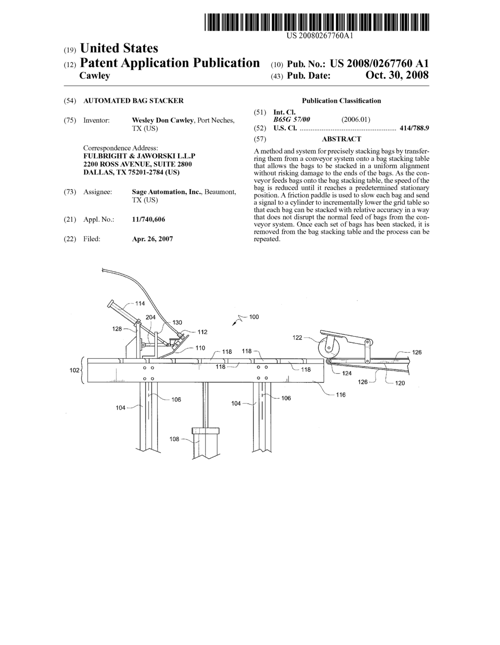 AUTOMATED BAG STACKER - diagram, schematic, and image 01