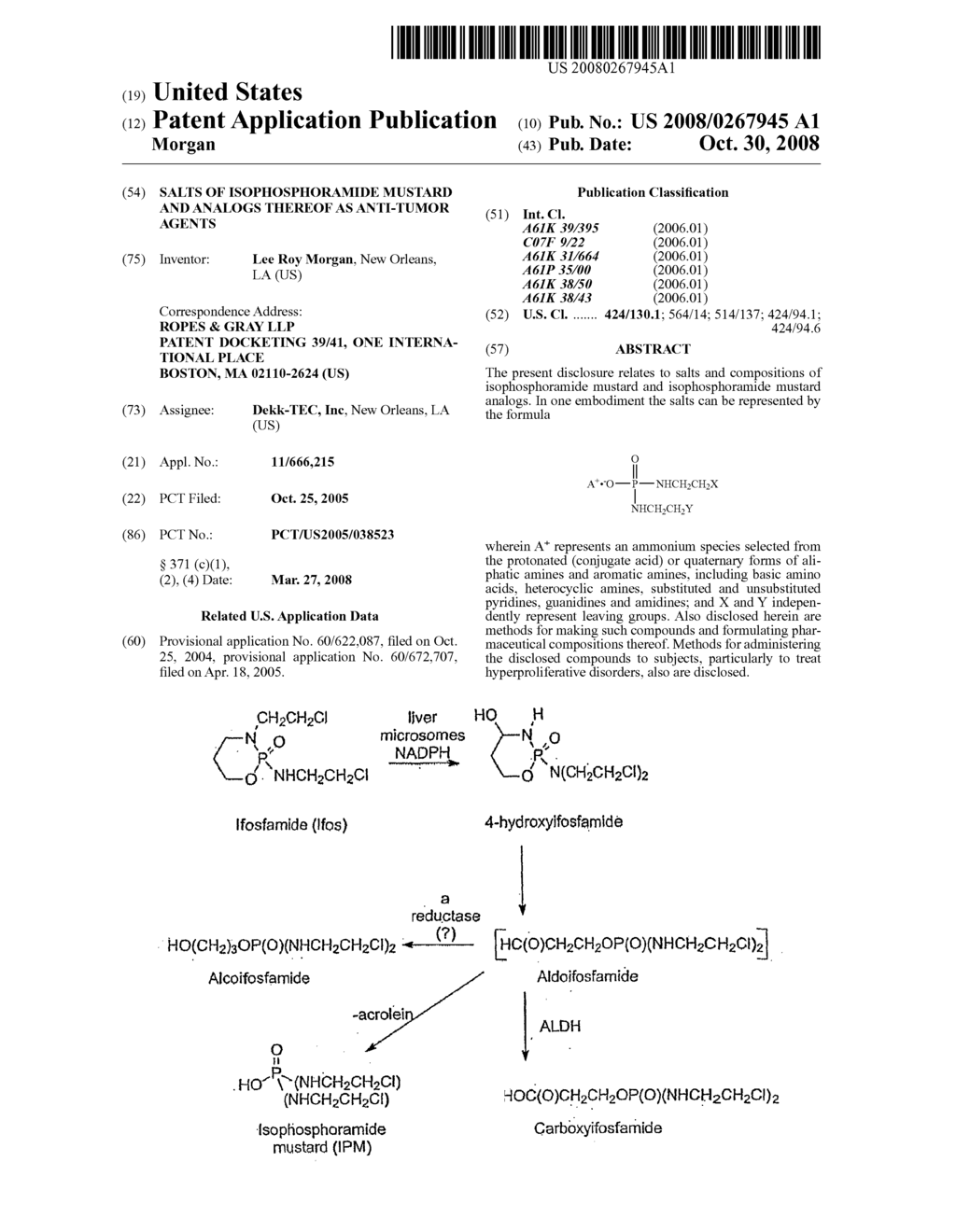 Salts of Isophosphoramide Mustard and Analogs Thereof as Anti-Tumor Agents - diagram, schematic, and image 01