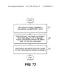 One-way vision display panels with retention layer diagram and image